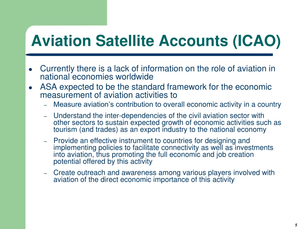 aviation satellite accounts icao