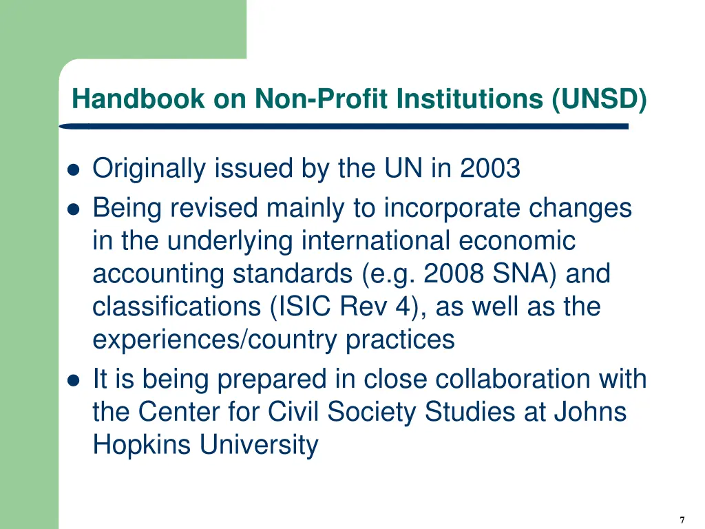 handbook on non profit institutions unsd