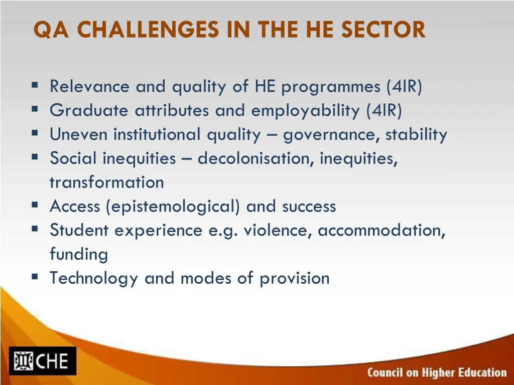 qa challenges in the he sector
