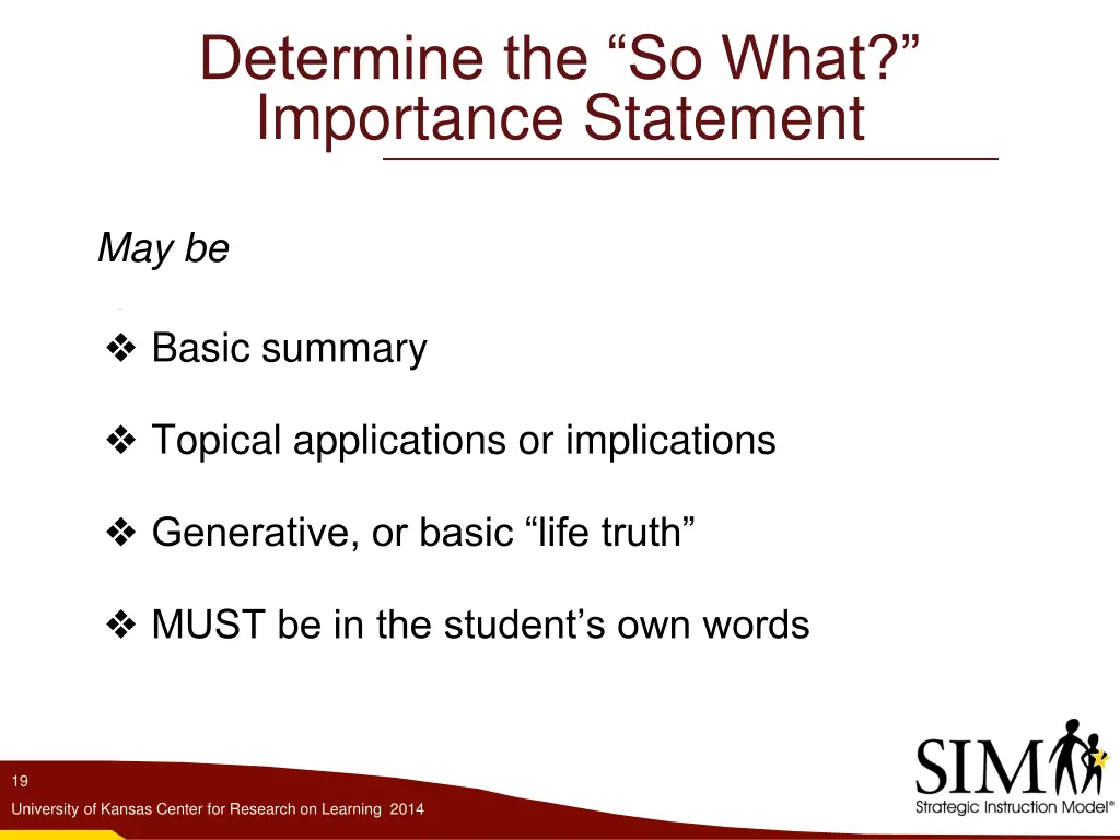 determine the so what importance statement
