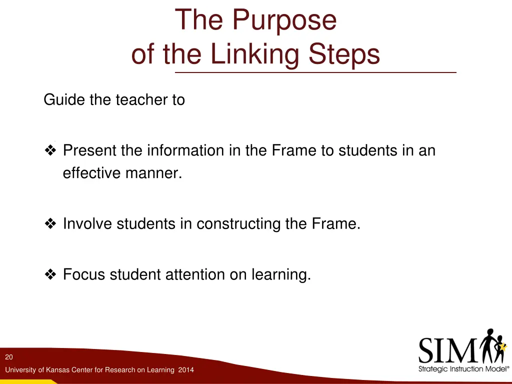the purpose of the linking steps