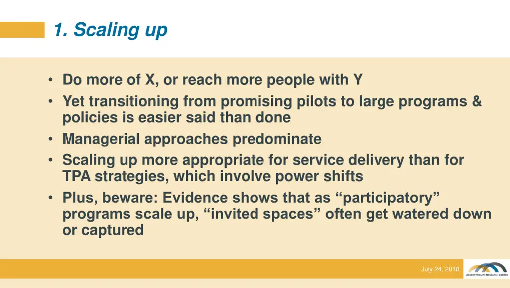1 scaling up