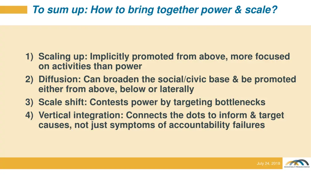 to sum up how to bring together power scale