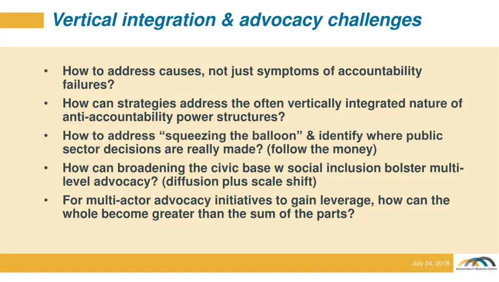 vertical integration advocacy challenges