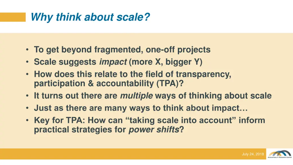 why think about scale