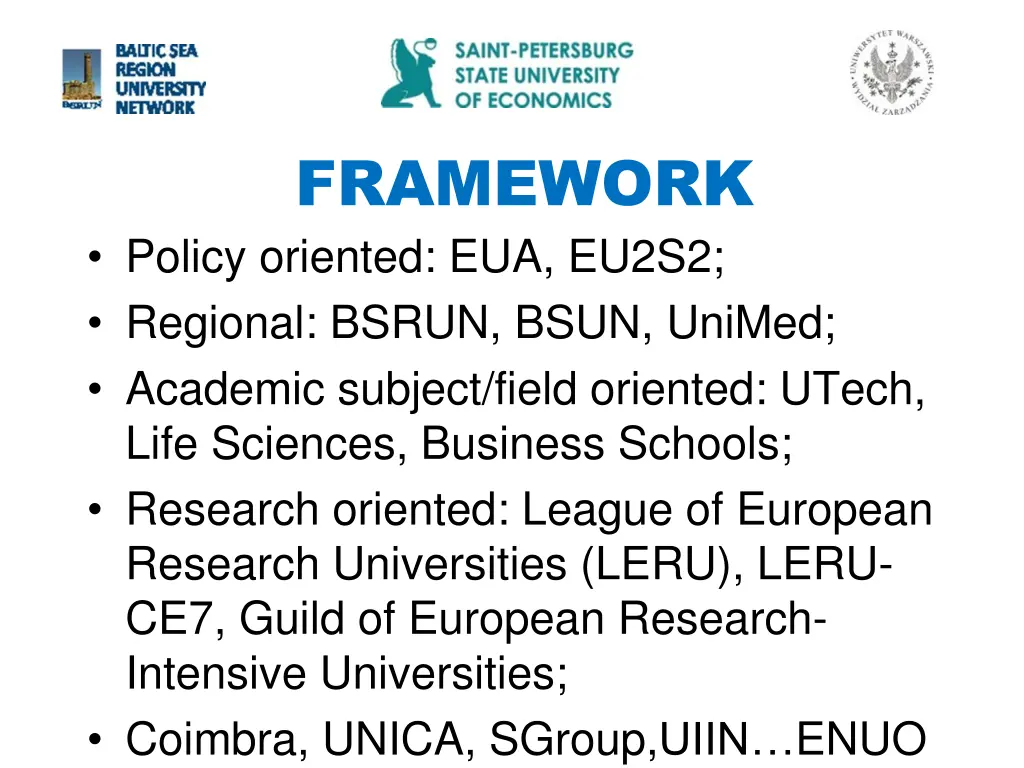 framework policy oriented eua eu2s2 regional