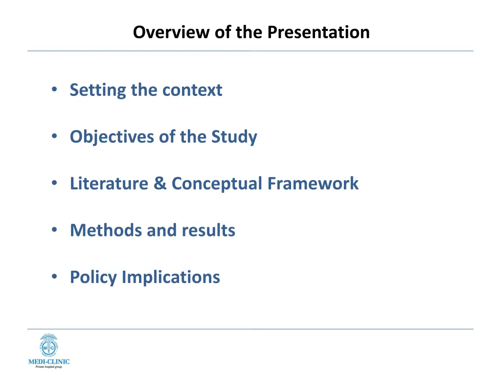 overview of the presentation