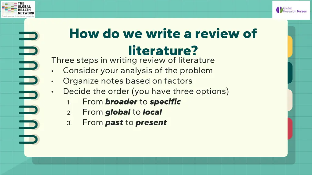 how do we write a review of literature three