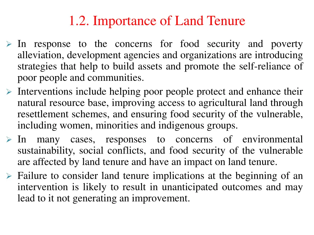 1 2 importance of land tenure