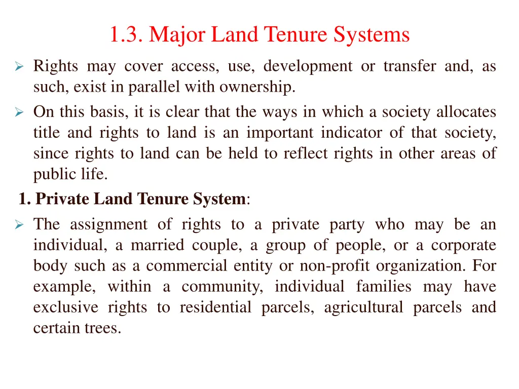 1 3 major land tenure systems