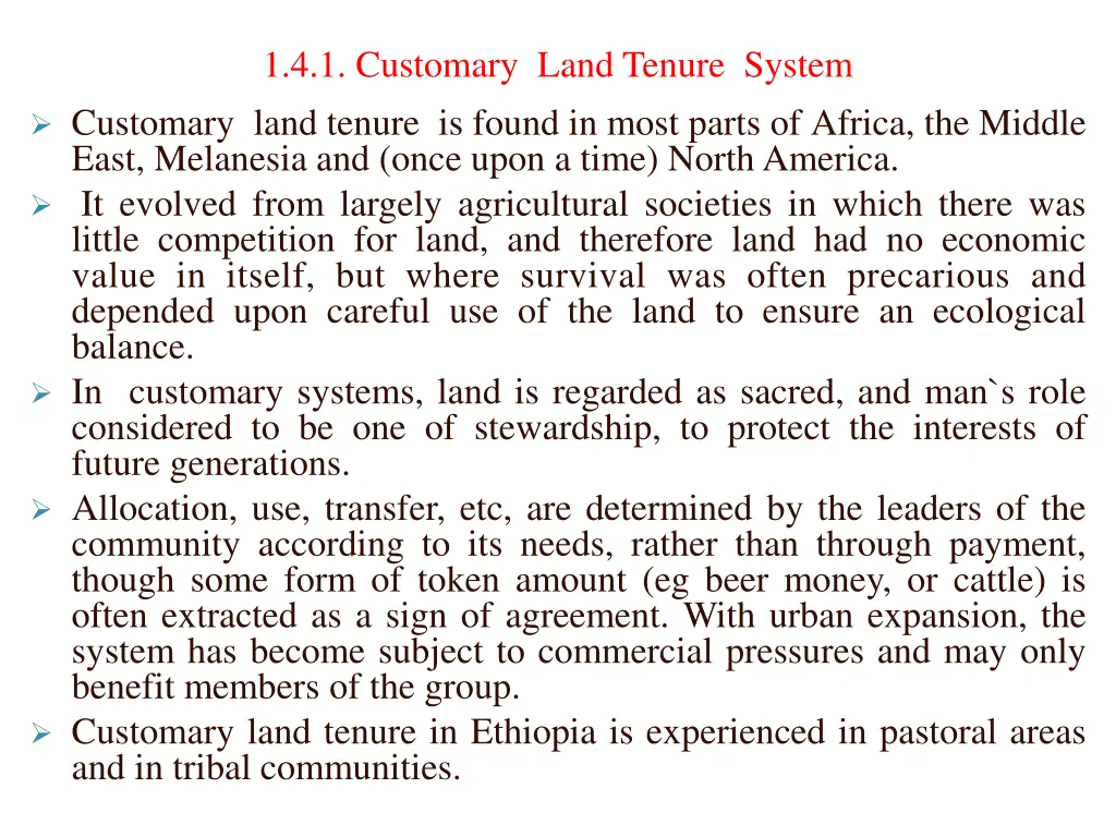 1 4 1 customary land tenure system