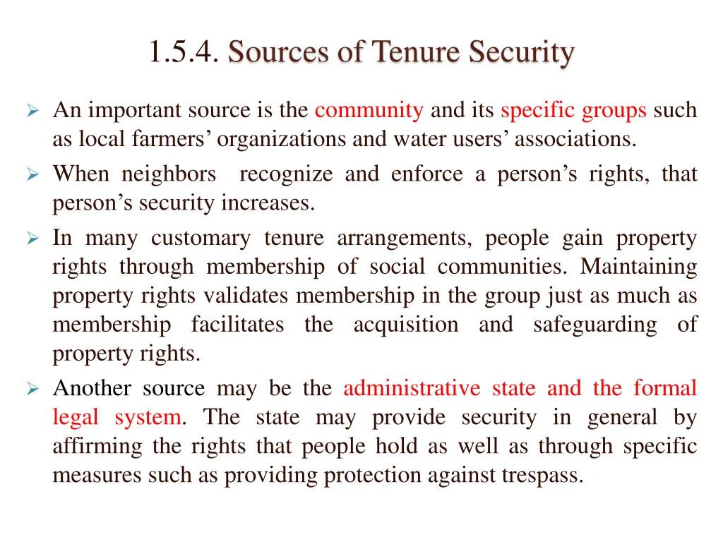 1 5 4 sources of tenure security