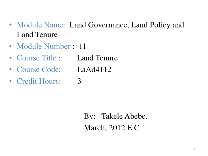 module name land governance land policy and land