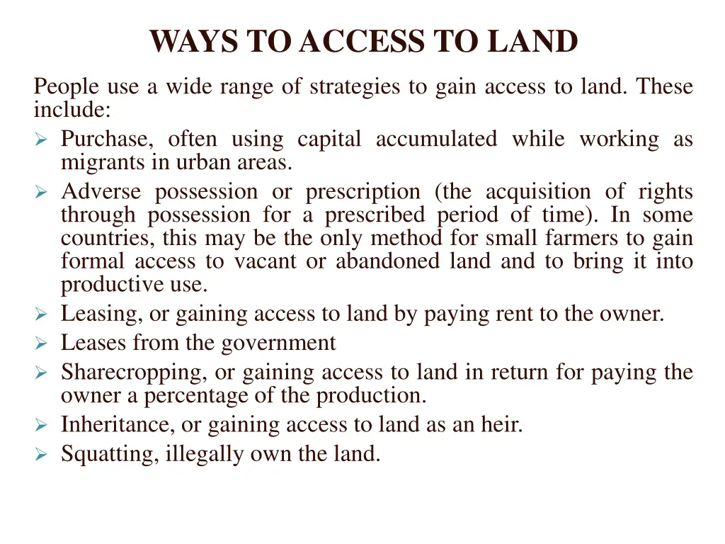 ways to access to land