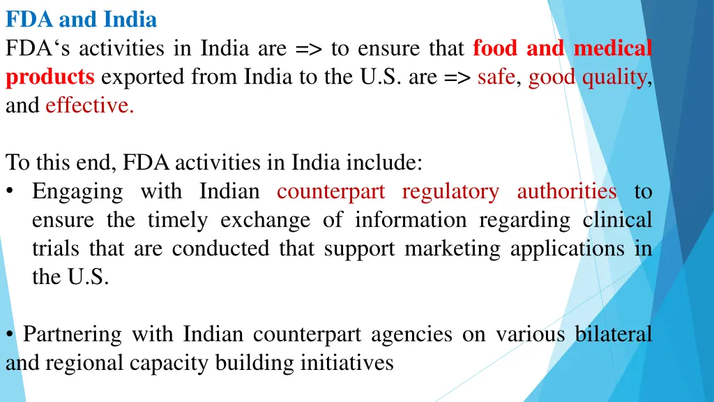 fda and india fda s activities in india
