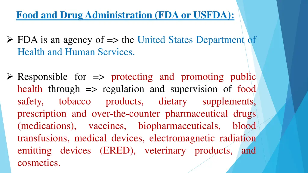 food and drug administration fda or usfda