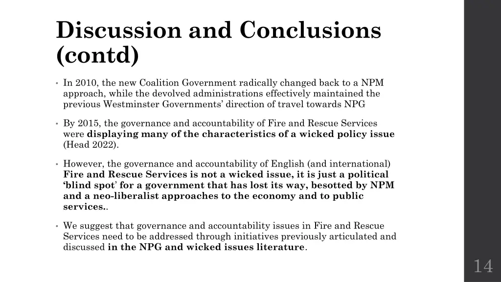discussion and conclusions contd