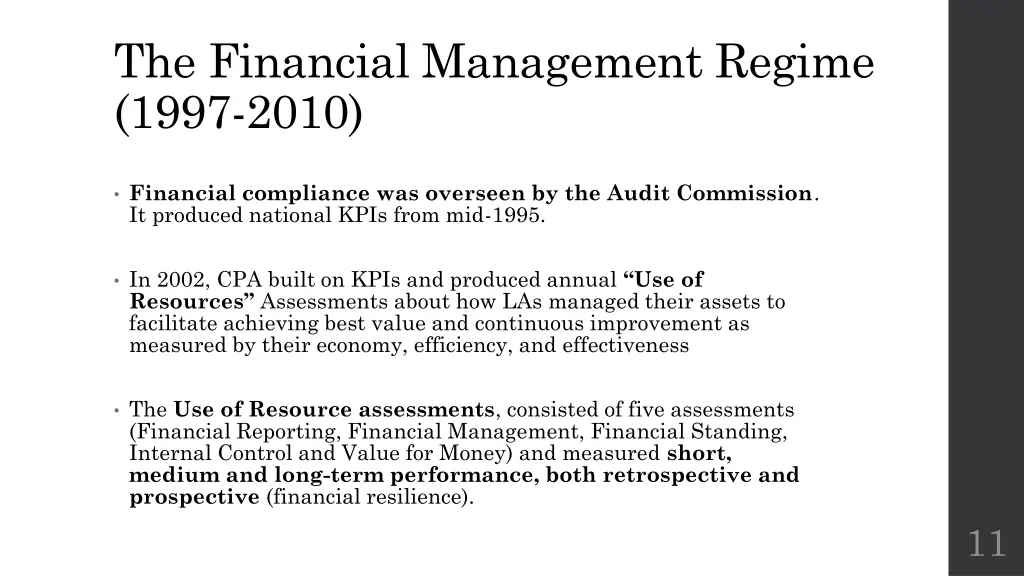 the financial management regime 1997 2010