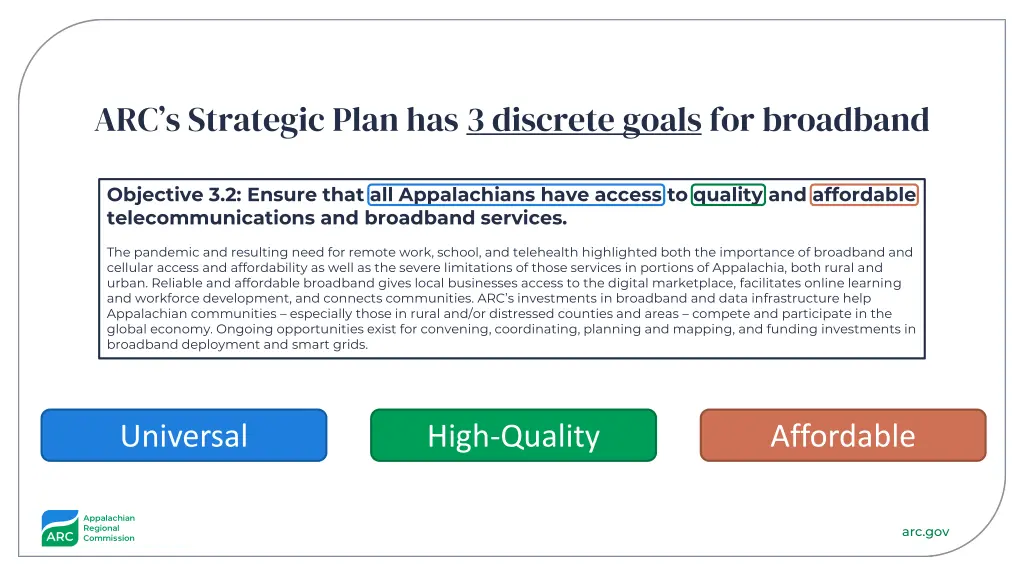 arc s strategic plan has 3 discrete goals