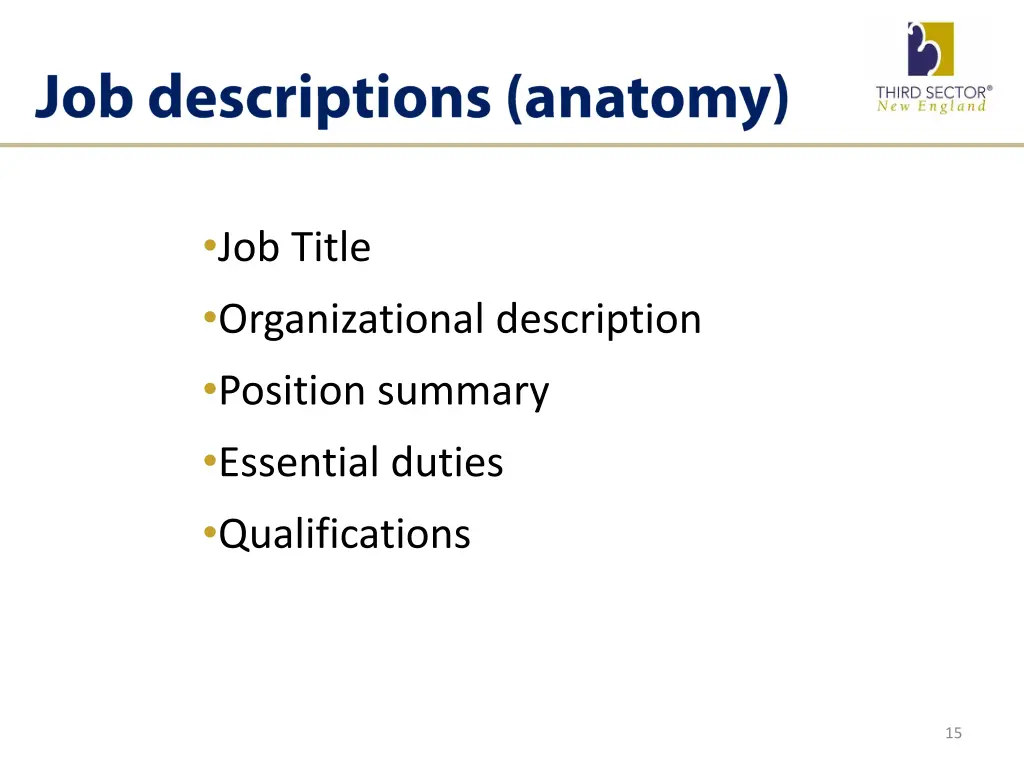 job title organizational description position