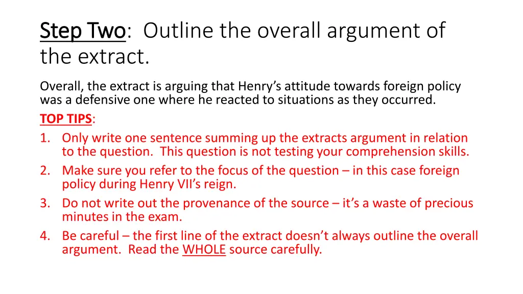 step two step two outline the overall argument