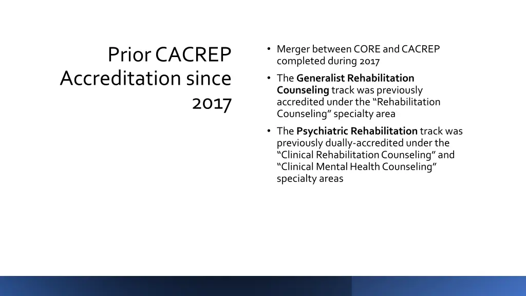 merger between core and cacrep completed during
