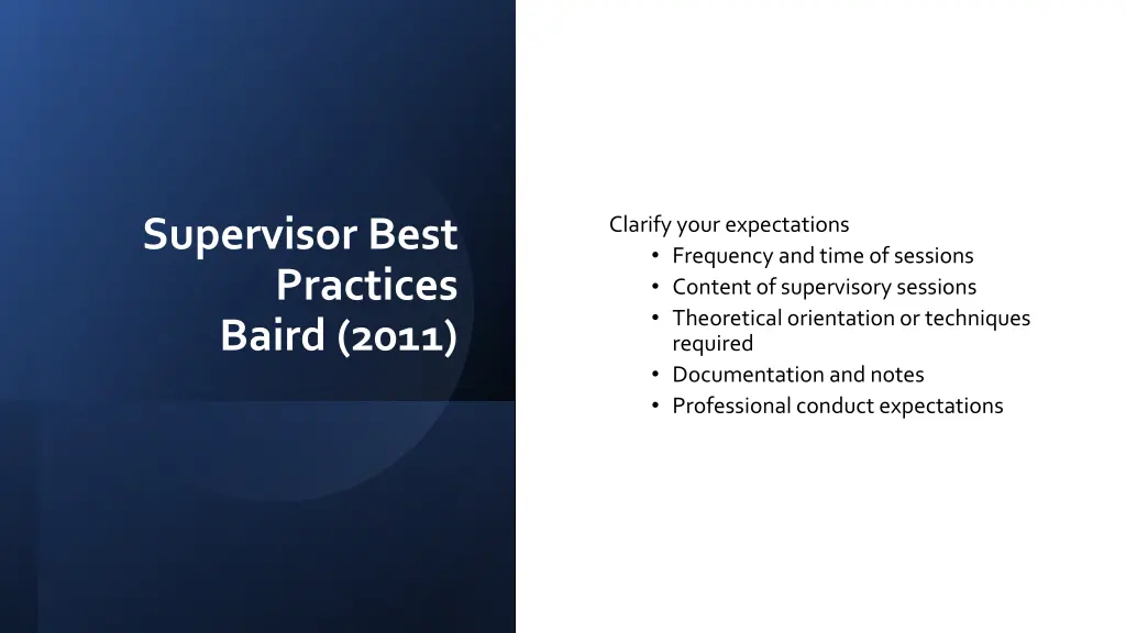 supervisor best practices baird 2011