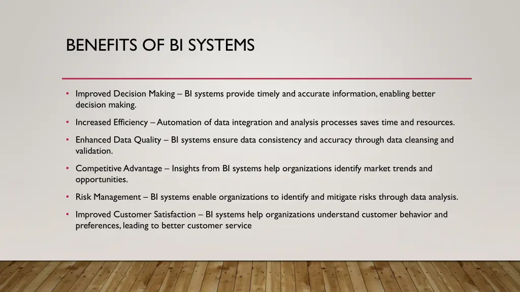 benefits of bi systems