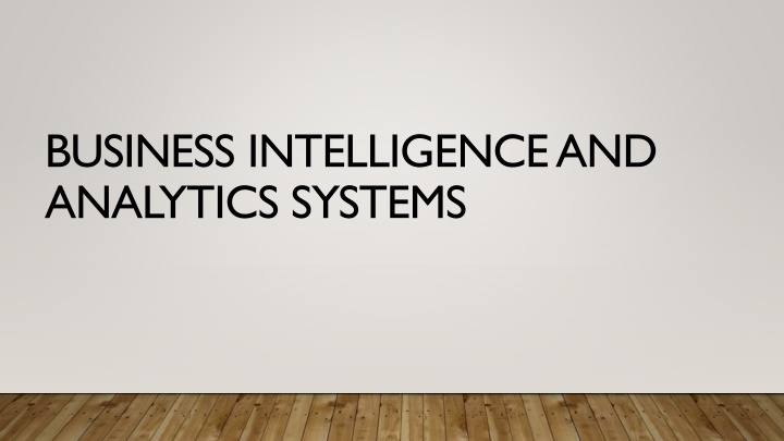 business intelligence and analytics systems