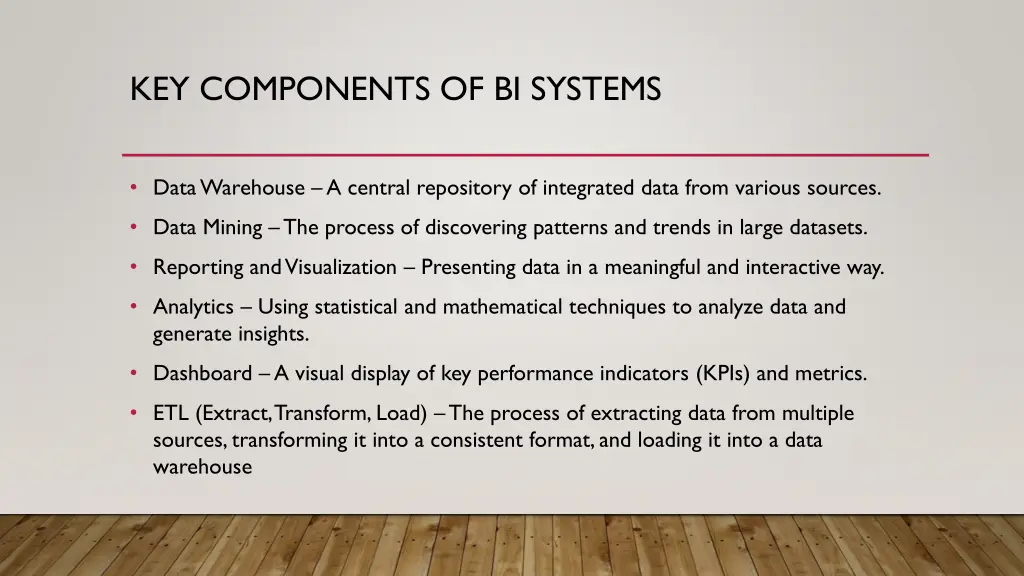 key components of bi systems
