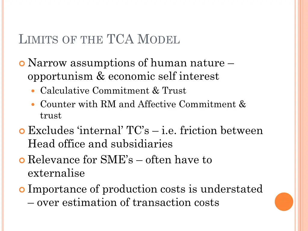 l imits of the tca m odel