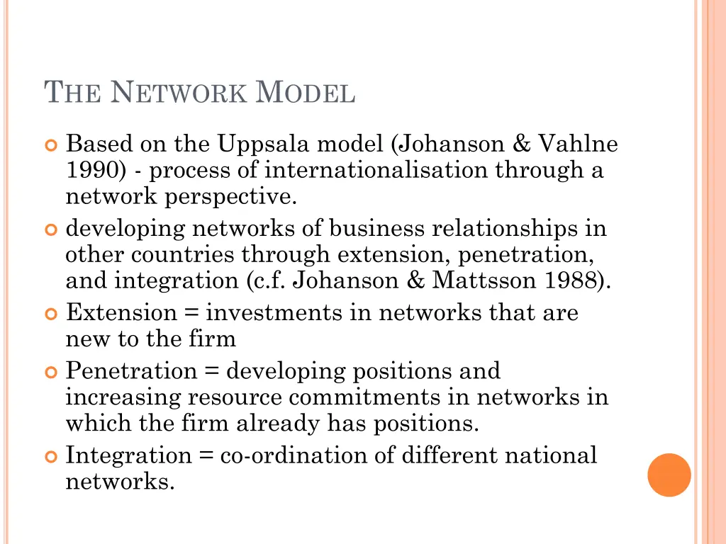 t he n etwork m odel