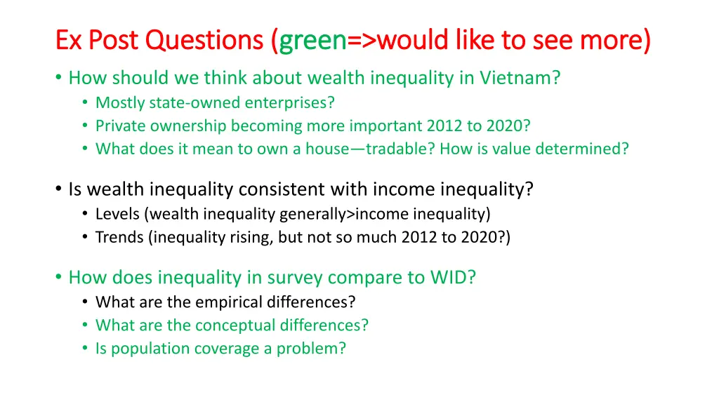 ex post questions ex post questions green
