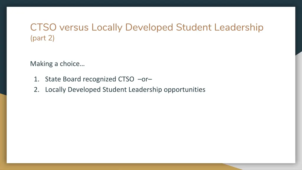 ctso versus locally developed student leadership 1