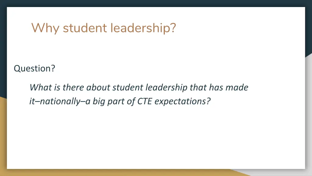 why student leadership