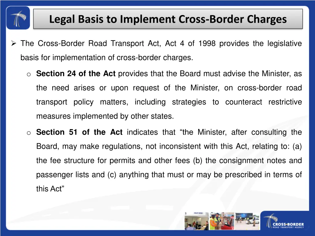 legal basis to implement cross border charges