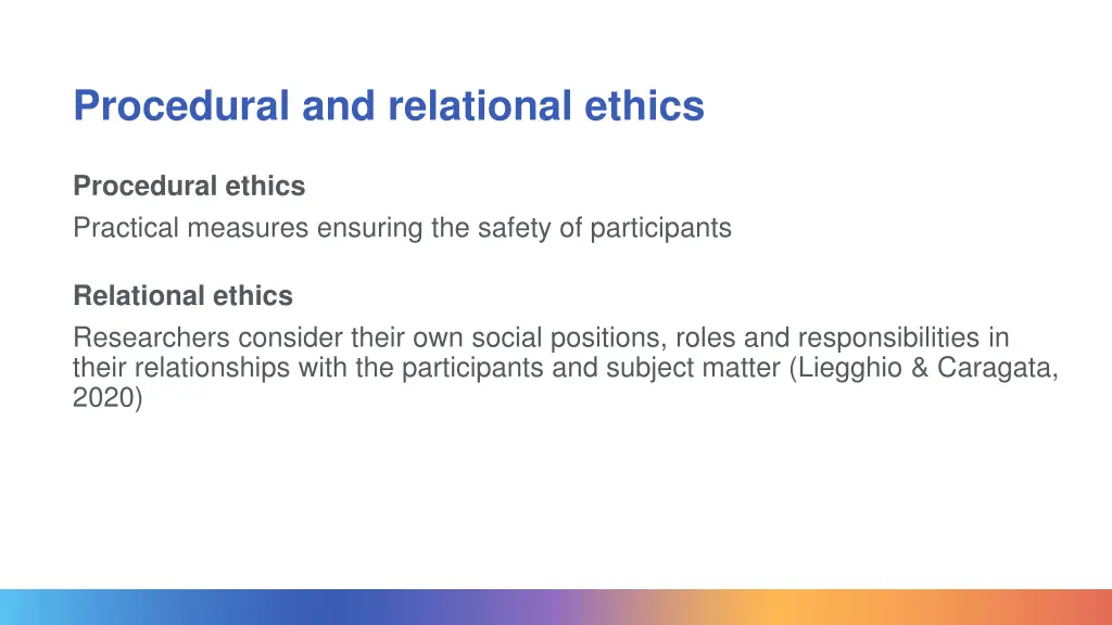 procedural and relational ethics