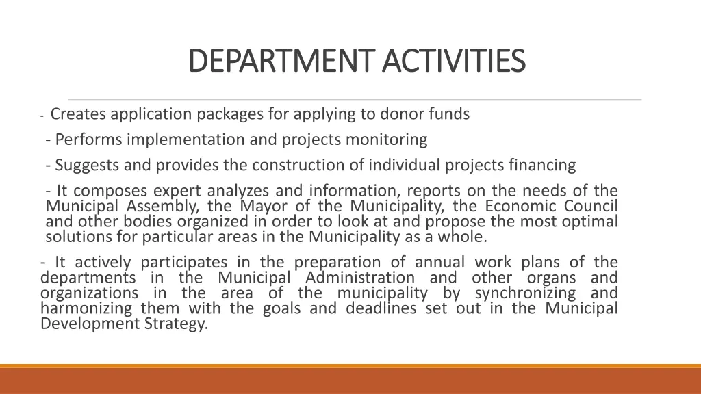 department activities department activities
