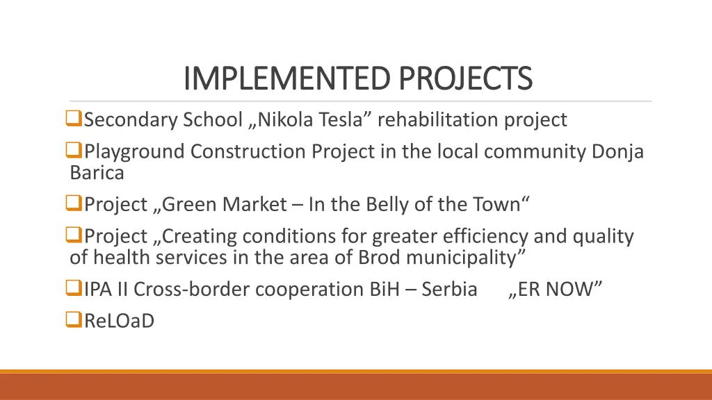implemented projects implemented projects