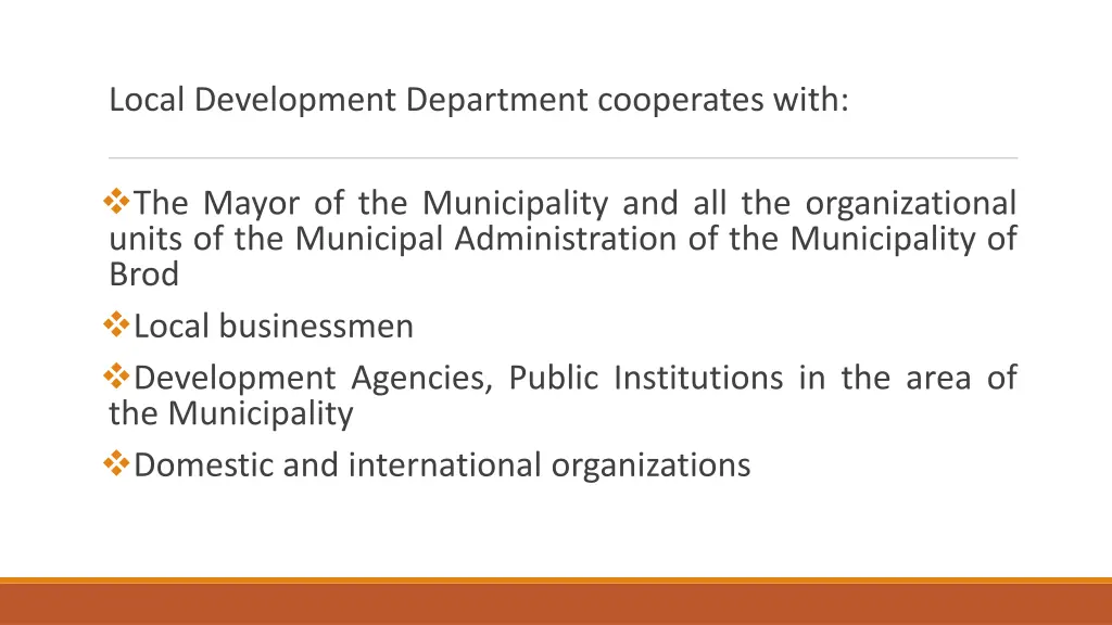 local development department cooperates with