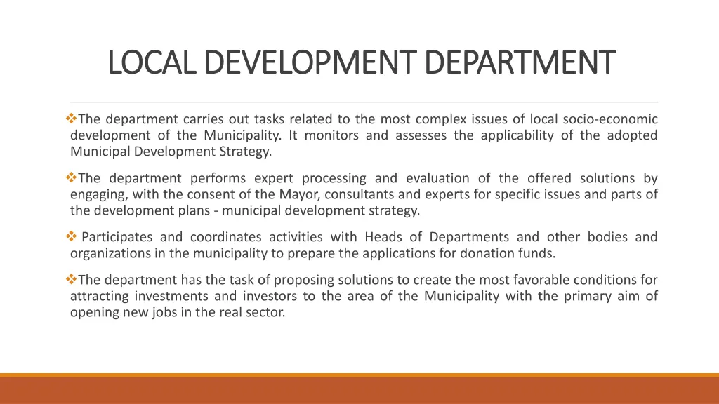local development department local development