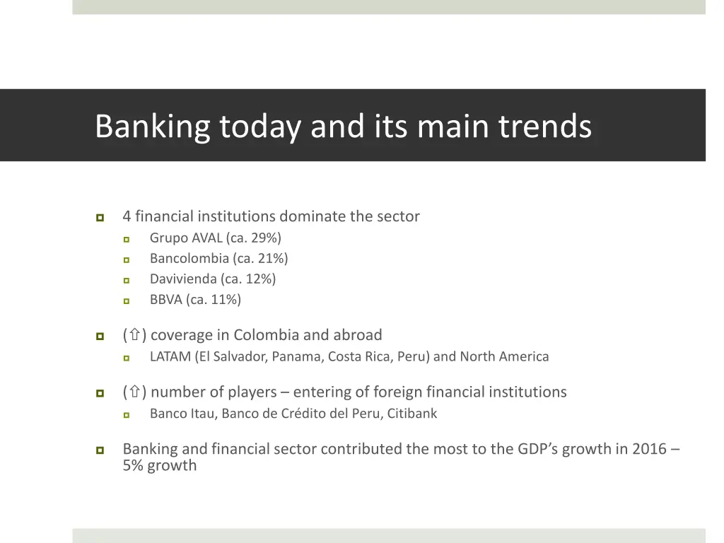 banking today and its main trends