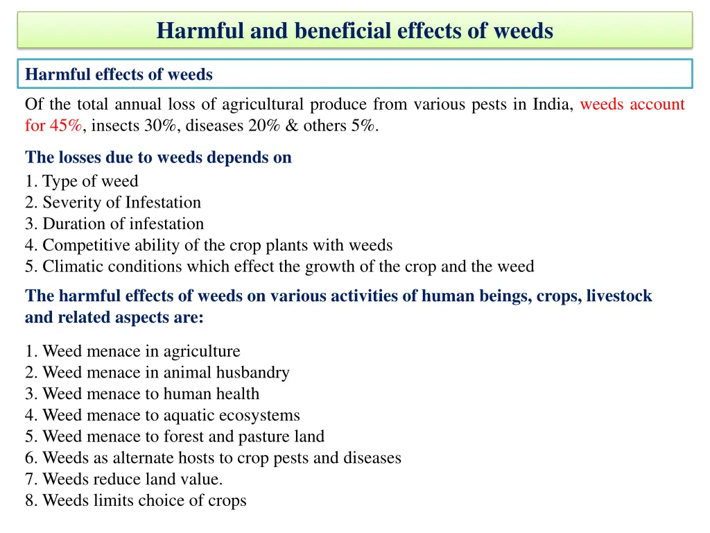 harmful and beneficial effects of weeds