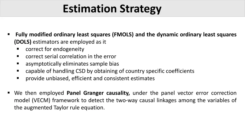 estimation strategy