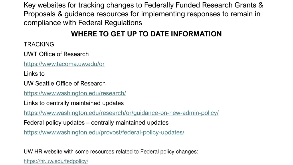 key websites for tracking changes to federally