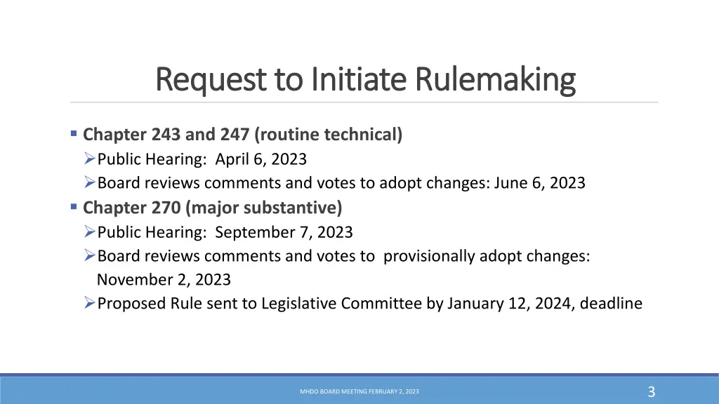 request to initiate rulemaking request 1