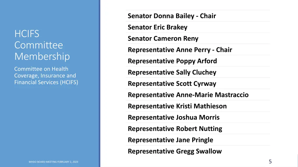 senator donna bailey chair