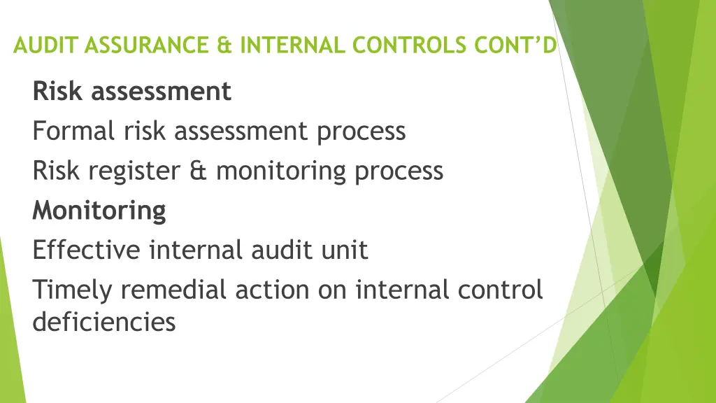 audit assurance internal controls cont d 1