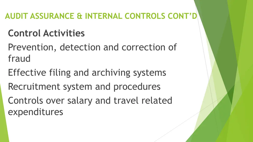 audit assurance internal controls cont d 2
