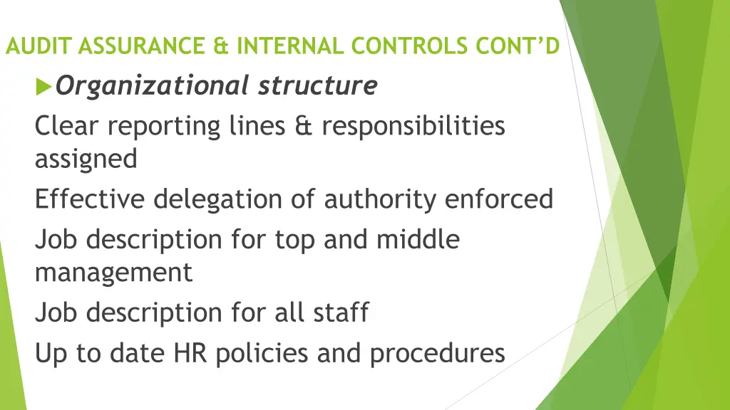 audit assurance internal controls cont